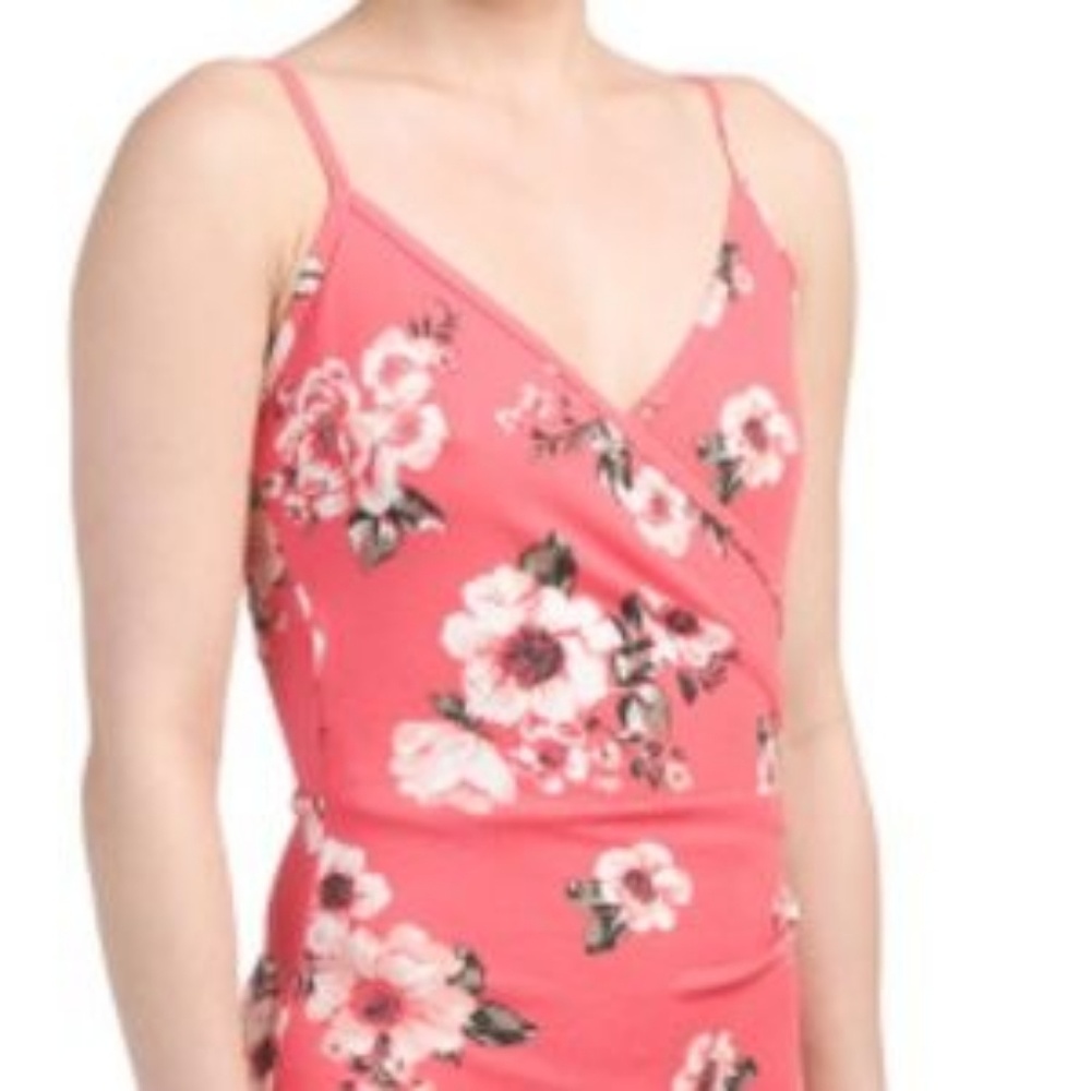 New Pink Floral Romper Envelope Skirt